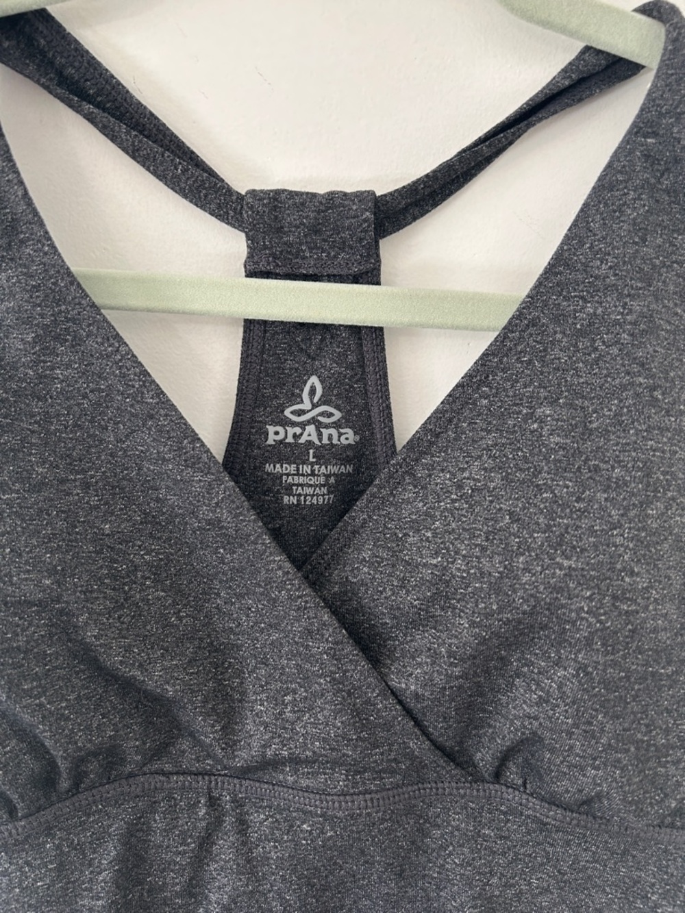 Prana Hope Tank Top Women's L Charcoal Heather Built-In Shelf Bra with Pads - Picture 2 of 11